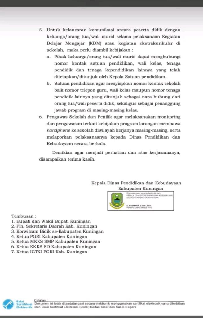 Doc. Surat edaran dari pemerintah kuningan