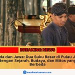 Doc. Ilustrasi kekayaan budaya dua suku besar di Pulau Jawa. Kiri: Penari tradisional Sunda menampilkan tari Jaipong yang ekspresif dan dinamis di tengah suasana alam terbuka. Kanan: Seniman gamelan Jawa tengah memainkan alat musik tradisional dalam suasana adat keraton yang sakral. Perbedaan ekspresi seni ini mencerminkan kekayaan budaya serta identitas unik dari suku Sunda dan Jawa yang hidup berdampingan dalam keragaman di Pulau Jawa. (Foto Dokumentasi: sandiwartanews.com).
