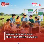 Doc. Sejumlah pemuda desa tampak berdiskusi dan melakukan aktivitas belajar berbasis teknologi di tengah hamparan sawah. Mereka terlihat antusias berdiskusi menggunakan laptop dan tablet, dengan latar belakang poster infografis dan pemandangan pedesaan yang hijau. Catatan: Gambar ini hanya bersifat ilustrasi dan tidak dimaksudkan untuk menggambarkan situasi, lokasi, maupun kondisi aktual di manapun. Ilustrasi ini digunakan semata-mata untuk memperkuat pesan visual dalam editorial. (Foto Dokumentasi: sandiwartanews.com).