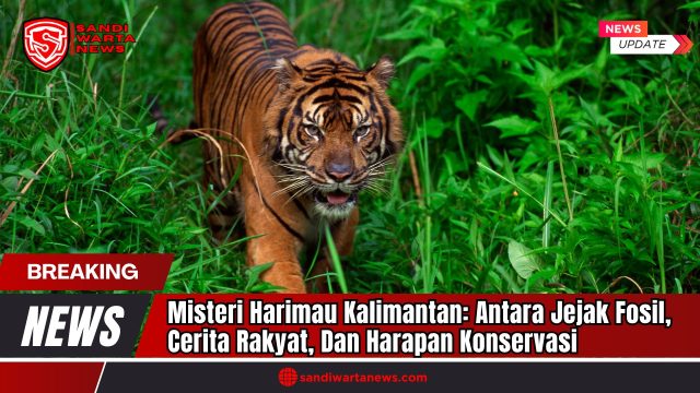 Doc. Seekor harimau berjalan menyusuri lebatnya hutan, menggambarkan misteri keberadaan Harimau Kalimantan (Panthera tigris sondaica) yang hingga kini masih menjadi perdebatan. Gambar ini digunakan sebagai ilustrasi dalam laporan mendalam mengenai dugaan keberadaan subspesies harimau yang pernah menghuni Pulau Kalimantan, berdasarkan jejak fosil, cerita rakyat, dan hasil kajian ilmiah yang terus dikembangkan. Upaya pelestarian dan konservasi terhadap predator besar seperti harimau menjadi refleksi penting atas hilangnya biodiversitas akibat tekanan lingkungan dan ulah manusia. (Doc: sandiwartanews.com).