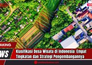 Doc. Gambar ilustrasi ini menunjukkan foto udara sebuah desa di Indonesia yang menampilkan sawah dan rumah-rumah penduduk. Gambar ini hanya ilustrasi untuk artikel tentang klasifikasi desa wisata di Indonesia dan bukan representasi kejadian atau lokasi spesifik. Tujuannya adalah untuk menjelaskan empat tingkatan klasifikasi desa wisata dan strategi pengembangannya. (Doc: sandiwartaNews.com).