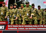 Doc. Para kepala daerah peserta Retret Gelombang Kedua di Institut Pemerintahan Dalam Negeri (IPDN) tampak mengenakan seragam kamuflase saat mengikuti kegiatan pembekalan di Kampus IPDN, Jatinangor, Kabupaten Sumedang, Jawa Barat. Kegiatan yang berlangsung pada 22–26 Juni 2026 ini menjadi momen evaluasi, sinkronisasi program nasional, dan penguatan komitmen pembangunan daerah secara kolektif. Kehadiran 86 dari 93 kepala daerah menegaskan pentingnya koordinasi antarpemimpin daerah dalam menghadapi tantangan pemerintahan dan pelayanan publik. (Sumber Foto Dokumentasi: westjavatoday).
