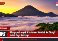 Doc. Pemandangan memukau dari Dataran Tinggi Dieng, dengan latar Gunung Sindoro yang menjulang di antara lautan awan saat matahari terbit. Keindahan alam seperti inilah yang menjadi alasan banyak wisatawan terus kembali ke Dieng. (Foto: sandiwartaNews.com).