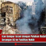 Doc. Bangunan rusak parah dan asap membubung setelah serangan rudal di salah satu wilayah permukiman di Israel, Minggu (22/6/2025). Serangan ini merupakan bagian dari balasan Iran terhadap serangan militer Amerika Serikat ke fasilitas nuklir Iran. Dampak serangan menyebabkan kerusakan infrastruktur dan menimbulkan korban luka. Situasi ini memperparah eskalasi konflik di Timur Tengah yang kini menjadi perhatian serius komunitas internasional. (Sumber Foto Dokumentasi: TVRI News).