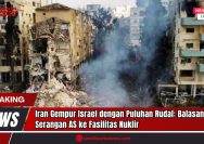 Doc. Bangunan rusak parah dan asap membubung setelah serangan rudal di salah satu wilayah permukiman di Israel, Minggu (22/6/2025). Serangan ini merupakan bagian dari balasan Iran terhadap serangan militer Amerika Serikat ke fasilitas nuklir Iran. Dampak serangan menyebabkan kerusakan infrastruktur dan menimbulkan korban luka. Situasi ini memperparah eskalasi konflik di Timur Tengah yang kini menjadi perhatian serius komunitas internasional. (Sumber Foto Dokumentasi: TVRI News).