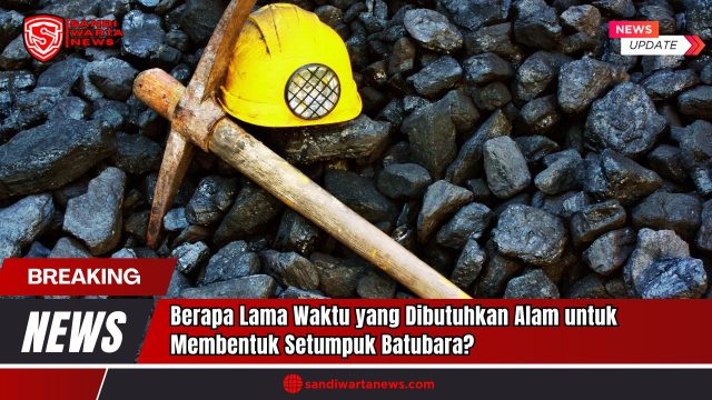Doc. Tumpukan batubara hitam pekat menjadi latar kuat dalam gambar ini, dengan helm keselamatan berwarna kuning dan alat tambang berupa linggis yang diletakkan di atasnya. Foto ini menggambarkan esensi dari kerja keras para penambang serta proses panjang yang dibutuhkan alam untuk membentuk batubara. Terbentuk dari tumbuhan purba yang terkubur dan mengalami tekanan serta panas selama ratusan juta tahun, batubara merupakan sumber energi fosil yang menyimpan jejak sejarah geologi bumi. Gambar ini menjadi pengingat bahwa di balik setiap bongkahan batu hitam, tersimpan warisan energi matahari dari masa silam yang merupakan hasil dari proses alam yang tidak dapat diperbarui. (Doc: SandiWartaNews.com).