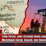 Doc. Gambar ilustratif yang memadukan peta Teluk Persia dan aktivitas pengeboran minyak, merepresentasikan peran strategis kawasan ini sebagai pusat cadangan energi dunia. Teluk Persia bukan hanya jalur pelayaran vital, tetapi juga wilayah kaya sejarah dan ekosistem unik, sekaligus pusat dinamika geopolitik global. (Doc: SandiWartaNews.com).