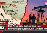 Doc. Gambar ilustratif yang memadukan peta Teluk Persia dan aktivitas pengeboran minyak, merepresentasikan peran strategis kawasan ini sebagai pusat cadangan energi dunia. Teluk Persia bukan hanya jalur pelayaran vital, tetapi juga wilayah kaya sejarah dan ekosistem unik, sekaligus pusat dinamika geopolitik global. (Doc: SandiWartaNews.com).