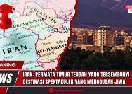 Doc. Peta dan panorama kota di Iran memperkuat narasi bahwa negeri ini menyimpan banyak destinasi spektakuler yang menggugah jiwa. Dari kemegahan Persepolis, keunikan desa Kandovan, hingga pesona alam Gurun Lut yang tercatat sebagai situs Geopark UNESCO, Iran adalah surga tersembunyi bagi pencinta budaya, sejarah, dan petualangan. Jelajahi kekayaan warisan budaya Persia, seperti Naqsh-e Jahan di Isfahan, Masjid Sultan Amir Ahmad di Kashan, hingga warna-warni Pulau Hormuz. (Doc: SandiWartaNews.com).