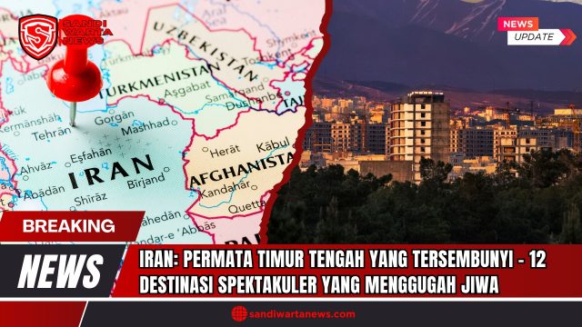 Doc. Peta dan panorama kota di Iran memperkuat narasi bahwa negeri ini menyimpan banyak destinasi spektakuler yang menggugah jiwa. Dari kemegahan Persepolis, keunikan desa Kandovan, hingga pesona alam Gurun Lut yang tercatat sebagai situs Geopark UNESCO, Iran adalah surga tersembunyi bagi pencinta budaya, sejarah, dan petualangan. Jelajahi kekayaan warisan budaya Persia, seperti Naqsh-e Jahan di Isfahan, Masjid Sultan Amir Ahmad di Kashan, hingga warna-warni Pulau Hormuz. (Doc: SandiWartaNews.com).