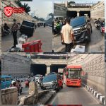 Doc. Petugas Lalu Lintas dari Polda Metro Jaya tengah mengamankan lokasi kecelakaan tunggal di underpass Mampang Prapatan, Jakarta Selatan, Selasa (24/6/2025). Sebuah mobil Alpard tersangkut di atas pembatas jalan. (Sumber Foto Dokumentasi: TMC POLDA Metro Jaya).