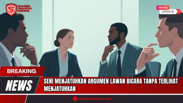 Doc. Ilustrasi suasana diskusi serius di ruang rapat yang menggambarkan momen adu argumen antar profesional. Masing-masing tokoh tampak menyimak dan merespons dengan sikap kritis namun tetap tenang. Gambar ini merepresentasikan seni berdebat secara elegan, di mana logika dan ketenangan menjadi kunci utama dalam menyampaikan sanggahan tanpa menjatuhkan lawan bicara. Ilustrasi tidak menggambarkan peristiwa atau tokoh nyata. (Doc: SandiWartaNews.com).