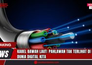 Doc. Ilustrasi struktur kabel serat optik bawah laut, komponen vital yang mengalirkan lebih dari 95% lalu lintas internet global. Kabel ini dilapisi baja dan pelindung khusus agar tahan tekanan laut, gangguan alami, serta menjadi tulang punggung konektivitas digital dunia. (Doc: SandiWartaNews.com).