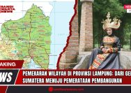 Doc. Kolase visual yang memperlihatkan peta administratif Provinsi Lampung di sisi kiri dan seorang perempuan mengenakan busana adat Lampung lengkap dengan siger di sisi kanan. Peta menunjukkan pembagian wilayah kabupaten dan kota di Provinsi Lampung pasca pemekaran hingga menjadi 13 kabupaten dan 2 kota. Sementara itu, busana adat yang dikenakan menggambarkan kekayaan budaya masyarakat Lampung yang terus dilestarikan di tengah arus modernisasi. Gambar ini mencerminkan perpaduan antara dinamika pembangunan wilayah dan pelestarian identitas kultural di Provinsi Lampung. (Foto: SandiWartaNews.com).