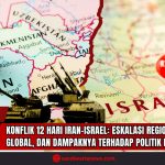 Doc. Ilustrasi ini menampilkan peta kawasan Timur Tengah, menandai lokasi Iran dan Israel sebagai konteks dari konflik 12 hari yang telah menimbulkan eskalasi regional, intervensi global, dan dampak signifikan terhadap politik internasional. (Ilustrasi: SandiWartaNews).