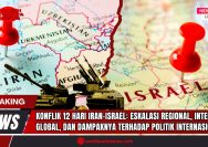 Doc. Ilustrasi ini menampilkan peta kawasan Timur Tengah, menandai lokasi Iran dan Israel sebagai konteks dari konflik 12 hari yang telah menimbulkan eskalasi regional, intervensi global, dan dampak signifikan terhadap politik internasional. (Ilustrasi: SandiWartaNews).