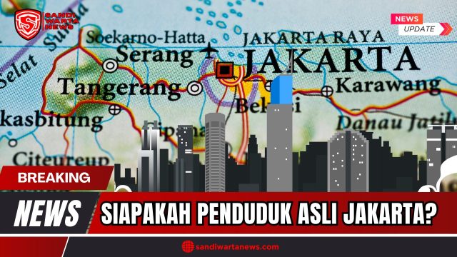 Doc. Peta wilayah Jakarta dan sekitarnya yang menampilkan area strategis seperti Tangerang, Bekasi, dan Karawang. Gambar ini menggambarkan posisi geografis ibu kota Indonesia sebagai pusat pertumbuhan urban dan migrasi, yang turut memengaruhi dinamika pembentukan identitas penduduk asli Jakarta. (Ilustrasi: SandiWartaNews).