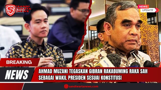 Doc. Ilustrasi – Sekretaris Jenderal Partai Gerindra, Ahmad Muzani (kanan), dan Wakil Presiden terpilih Gibran Rakabuming Raka (kiri). Gambar ini digunakan untuk menggambarkan konteks pernyataan Muzani yang menegaskan keabsahan Gibran sebagai Wakil Presiden sesuai konstitusi, menanggapi desakan pergantian dari Forum Purnawirawan TNI. (Foto Ilustrasi: SandiWartaNews).