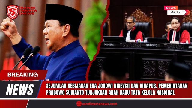 Doc. Ilustrasi – Presiden Republik Indonesia Prabowo Subianto (kiri) dan suasana sidang Mahkamah Konstitusi (kanan). Gambar ini digunakan sebagai ilustrasi untuk menggambarkan dinamika revisi kebijakan era Jokowi melalui keputusan presiden serta putusan Mahkamah Agung dan Mahkamah Konstitusi. Foto ini bukan dokumentasi langsung dari momen keputusan yang dimaksud. (Foto: SandiWartaNews).