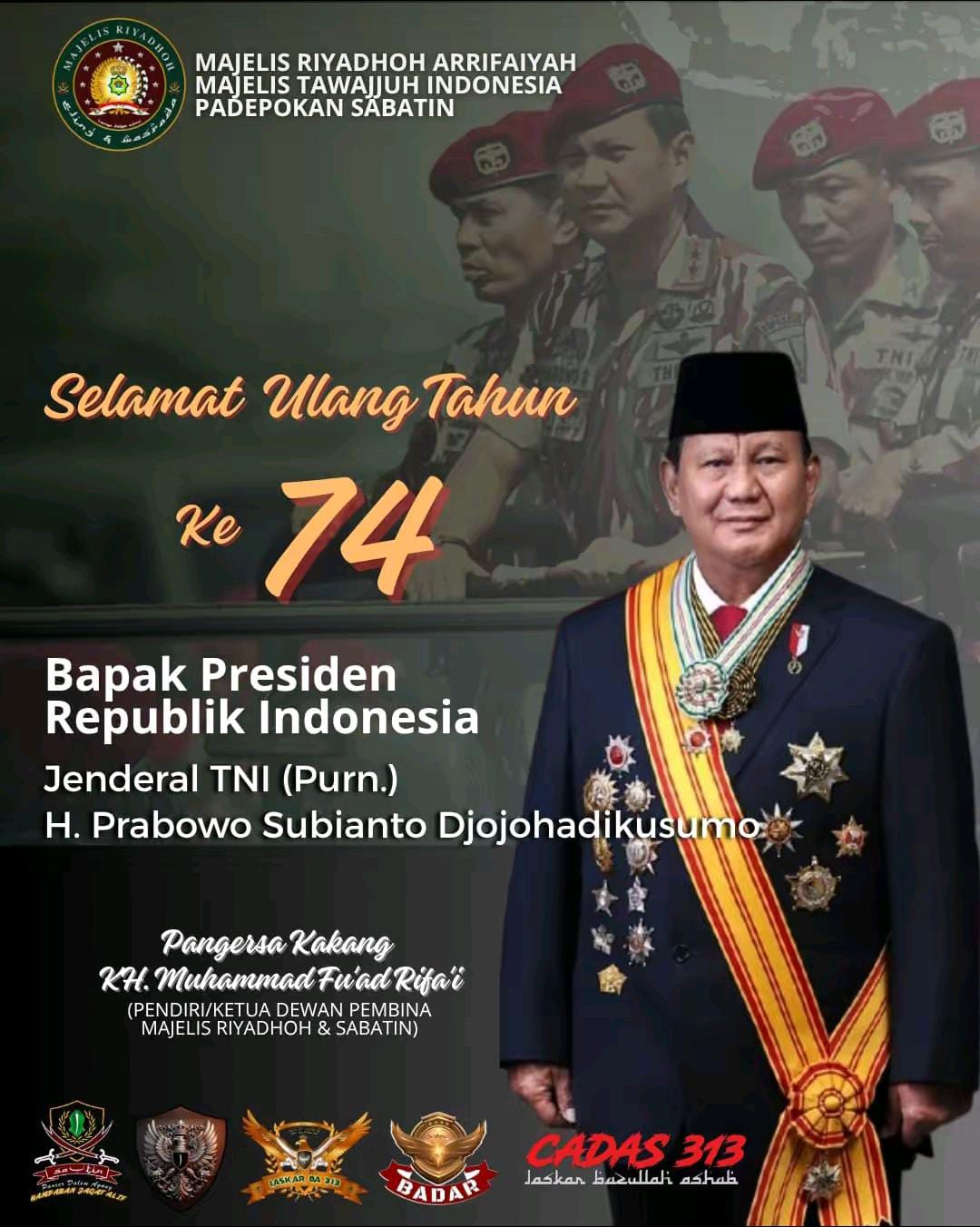 Doa dan Cinta untuk Negeri Majelis Riyadhoh & Sabatin Gelar Tasyakur Milad Ke-74 Presiden RI