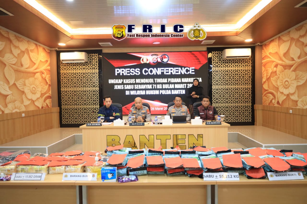 Polda Banten Bongkar Dua Kasus Sabu 71 Kg, Jaringan Lintas Provinsi Terkuak