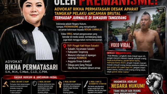 Ancaman terhadap Jurnalis di Sukadiri Disorot Advokat Rikha Permatasari Desak Penegakan Hukum Tegas