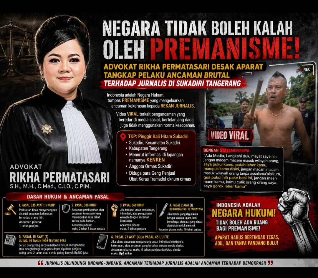 Ancaman terhadap Jurnalis di Sukadiri Disorot Advokat Rikha Permatasari Desak Penegakan Hukum Tegas