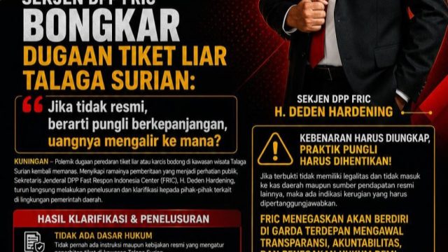 FRIC Soroti Dugaan Tiket Liar di Talaga Surian, Pertanyakan Aliran Dana Hasil Pemungutan