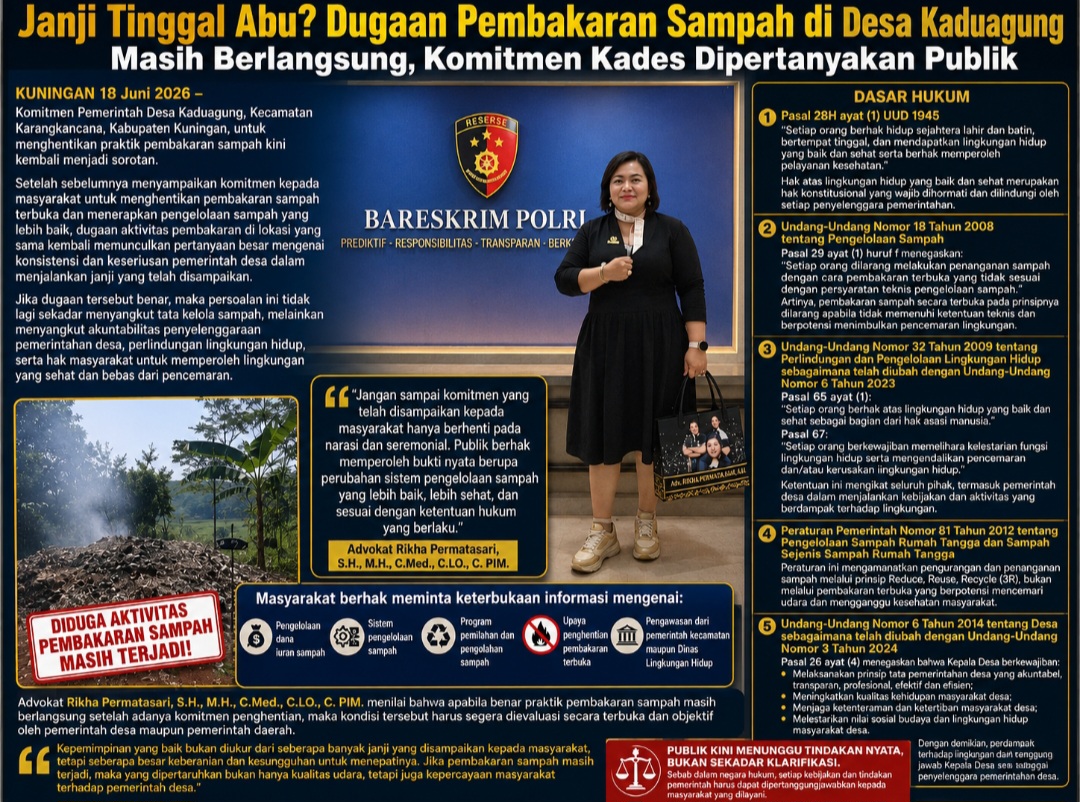 Janji Tinggal Abu? Dugaan Pembakaran Sampah di Desa Kaduagung Masih Berlangsung, Komitmen Kades Dipertanyakan Publik