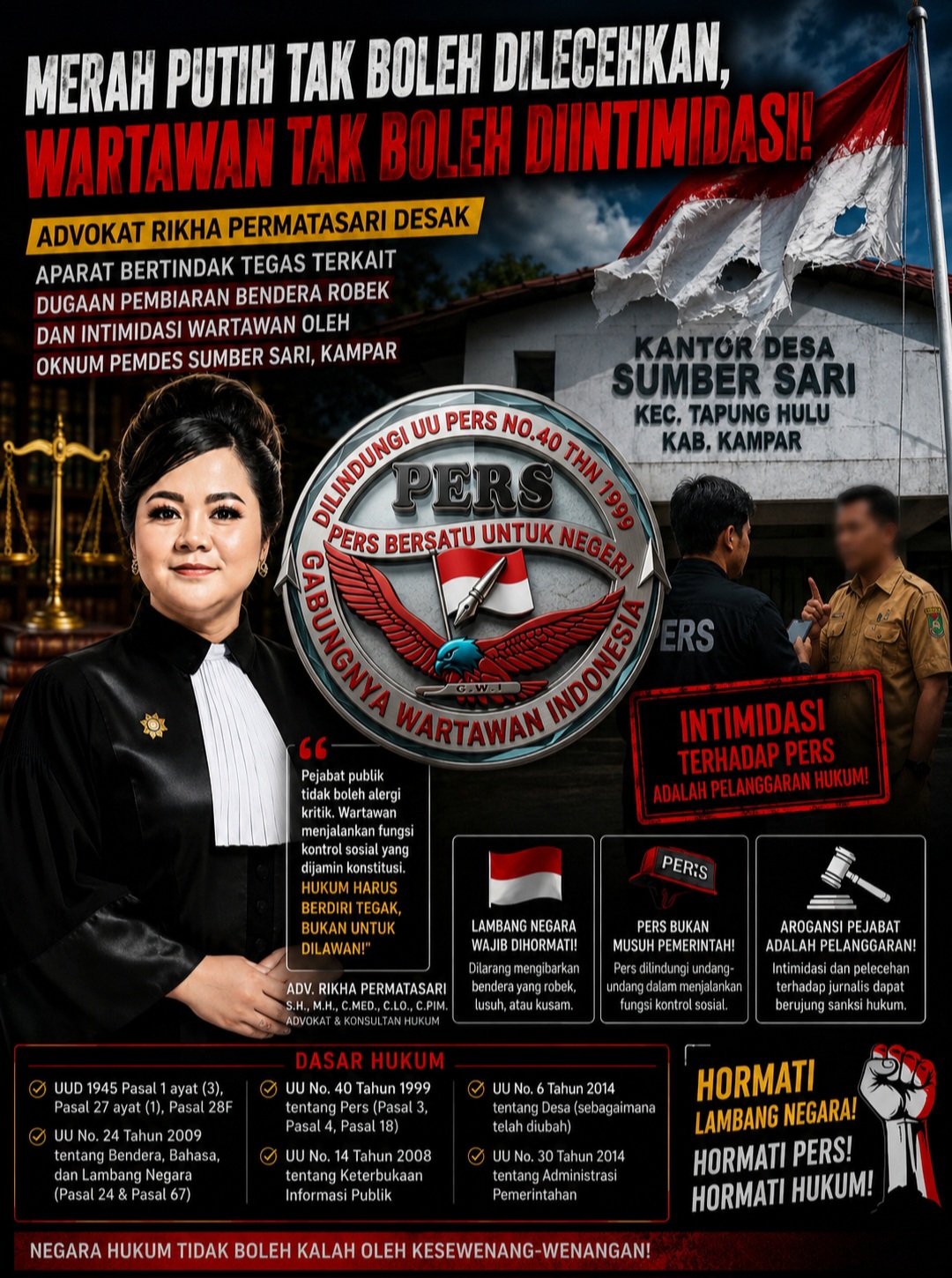 GWI Geram atas Dugaan Intimidasi Wartawan, Advokat Rikha Angkat Bicara