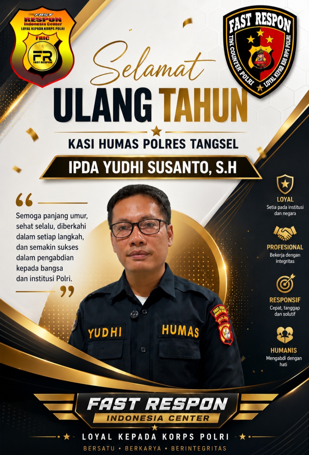 Momentum Hari Lahir IPDA Yudhi Susanto, FRIC: Sosok Humanis yang Membangun Sinergi Polri, Media, dan Masyarakat
