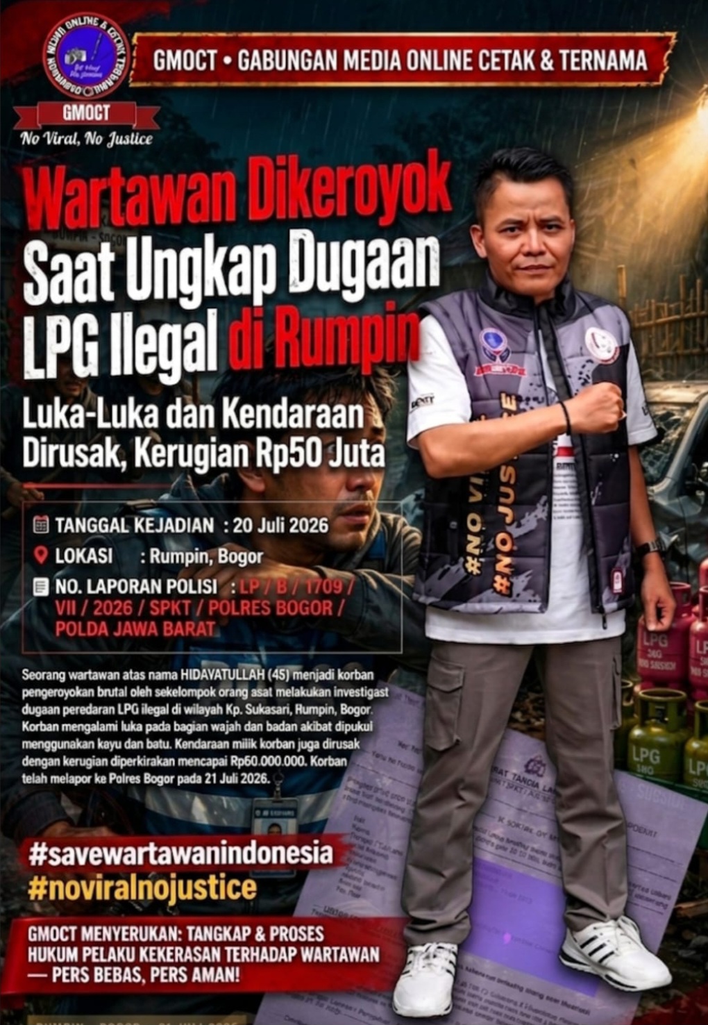 Wartawan Dikeroyok Saat Ungkap Dugaan LPG Ilegal di Rumpin, Luka-Luka dan Kendaraan Dirusak, Asep NS: Wartawan Bukan Penjahat!!!