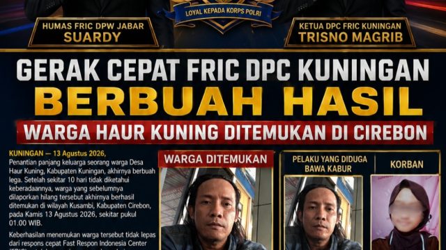 Gerak Cepat FRIC DPC Kuningan Berbuah Hasil, Warga Haur Kuning Ditemukan di Cirebon